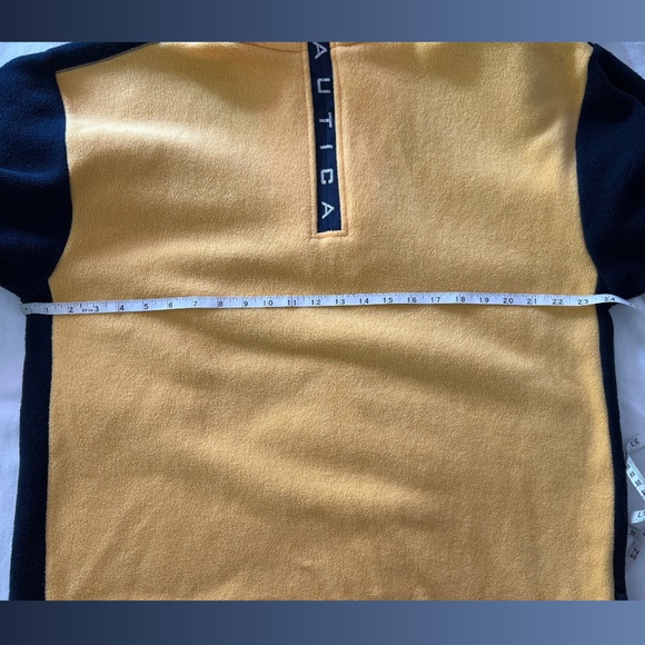 ❌SOLD❌ NAUTICA VINTAGE Nautech Fleece Pullover 1/4 Zip Yellow Navy | MEDIUM - Picture 11 of 12